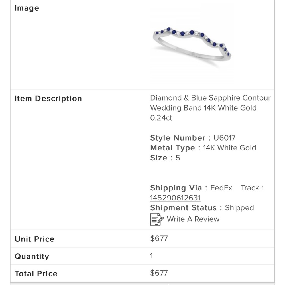 14k white gold & sapphire wedding ring set - Picture 7 of 8